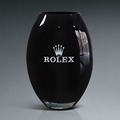 Elegant Black Glass Vase with Silver Colorfill